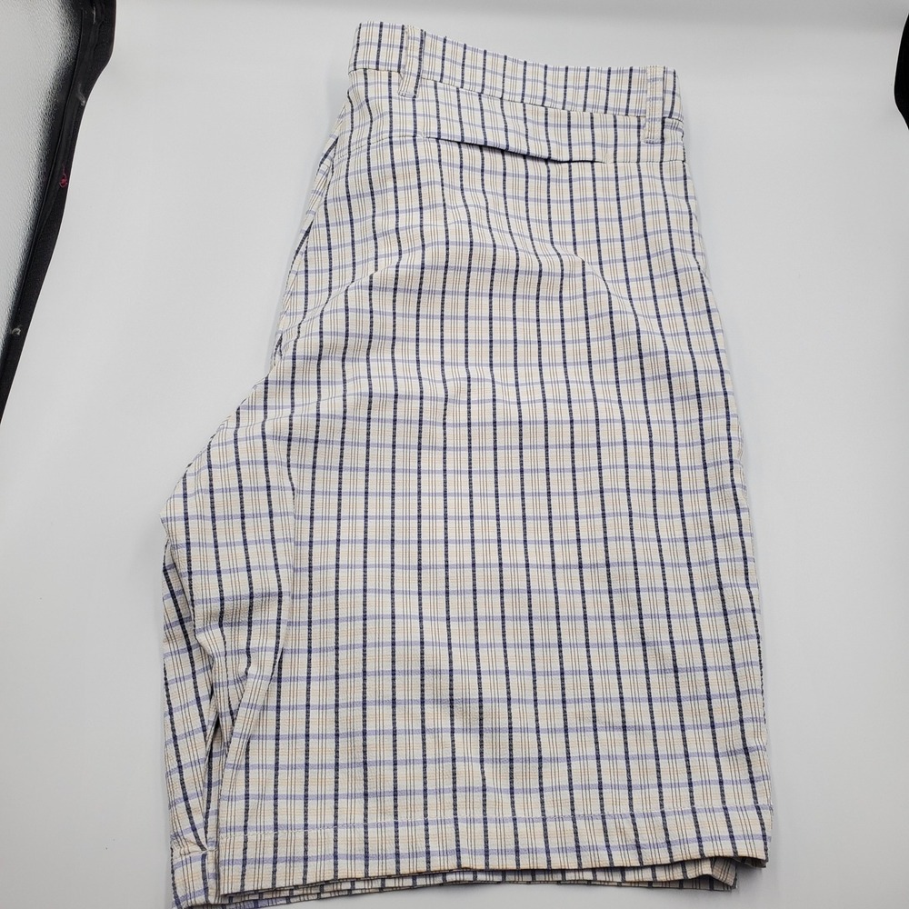 Tommy Bahama Mens Plaid Performance Shorts Blue Tan‎ 36 Stretch Golf Travel